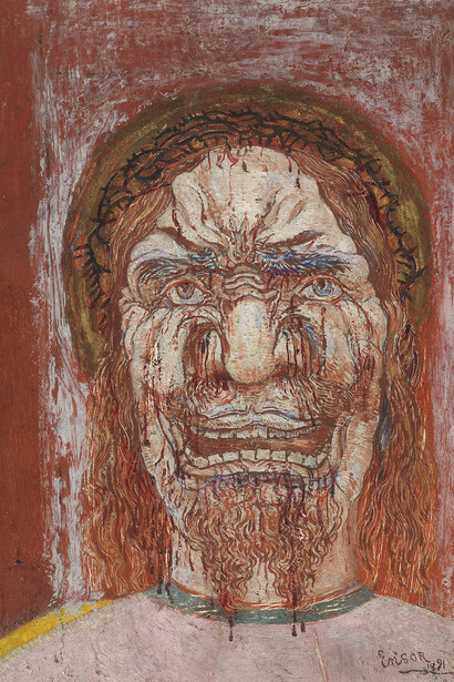 James Ensor. The Man of Sorrows, 1891. Royal Museum of Fine Arts Antwerp, 3320. © 2014 Artists Rights Society (ARS), New York / SABAM, Brussels. Image: Royal Museum of Fine Arts Antwerp. © Lukas-Art in Flanders vzw. Photo by Hugo Maertens.