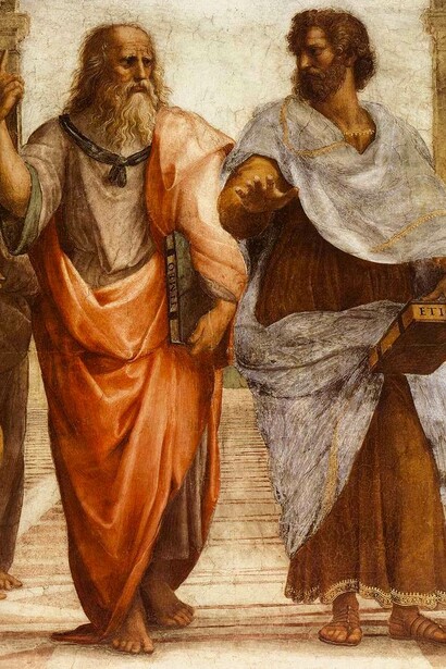 Platón y Aristóteles: fragmento de «La escuela de Atenas» (1510-11), Rafael Sanzio