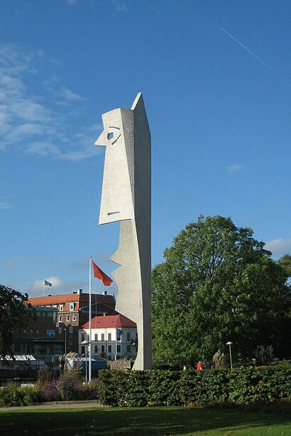 The statue "Head of female" by Pablo Picasso in Halmstad Sweden
