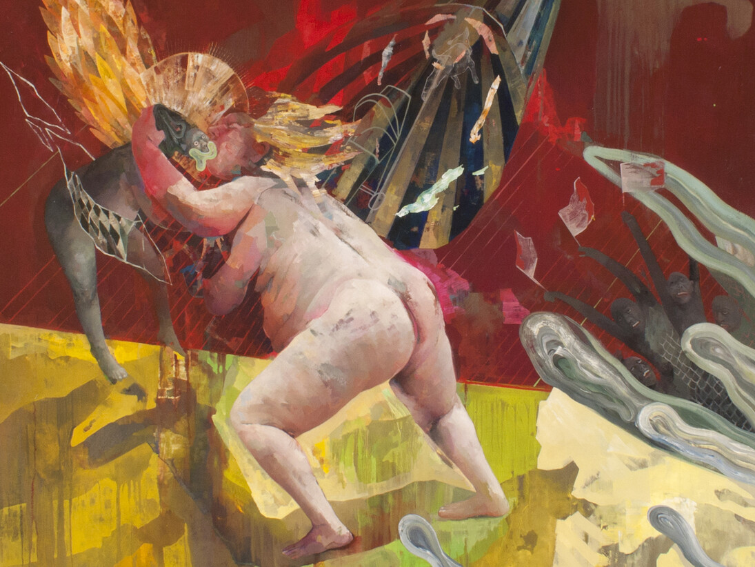 Chiara Sorgato, Lasciami andare che è il tramonto, dettaglio, 2014, 150 x 150 cm, olio su tela
