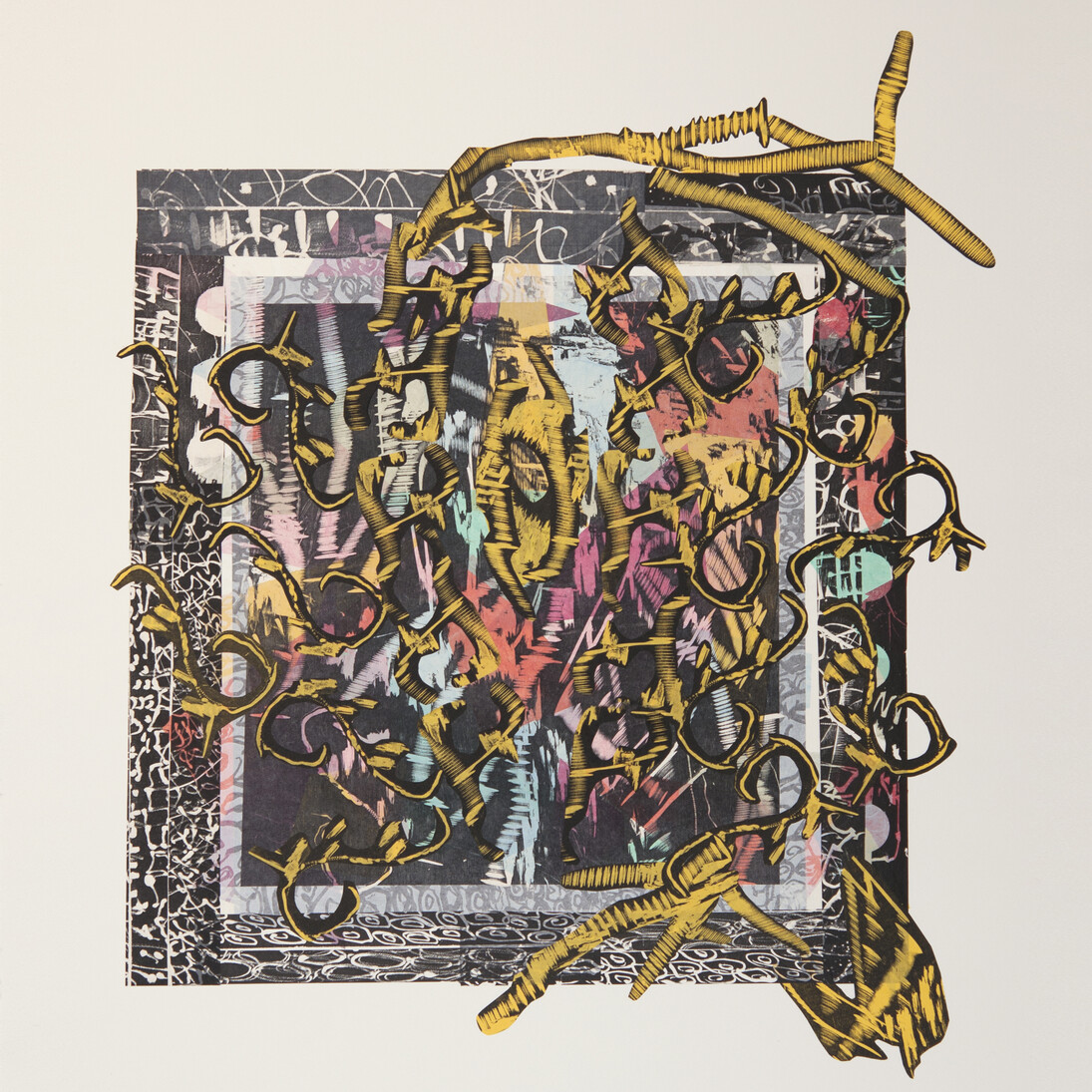 Chakaia Booker, Untitled, 2013, Woodcut (Color Paper), 33.75 x 28 inches
