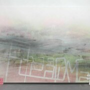 Wendy White, El Clasico, 2013, Acrylic on canvas, wood, enamel, PVC frame, 98 1/2 x 144 inches