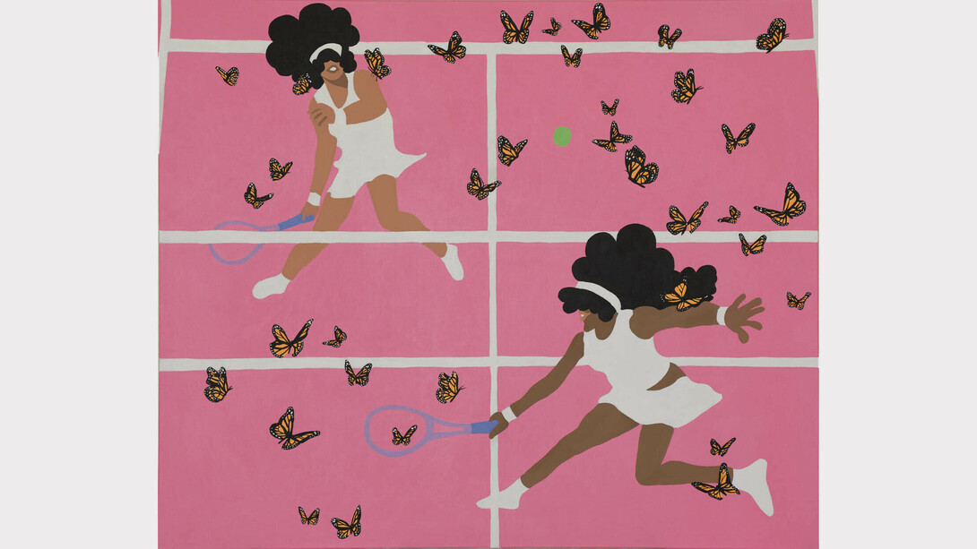 Sheena Rose,
Good Omen (Naomi Osaka and Coco Gauff),
2024.
Acrylic on canvas,
50" x 60". Courtesy of the artist and Johansson Projects