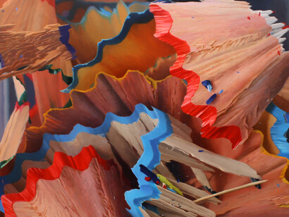 ‘Shavings VI’. Oil on Board, 80 x 80 cm.