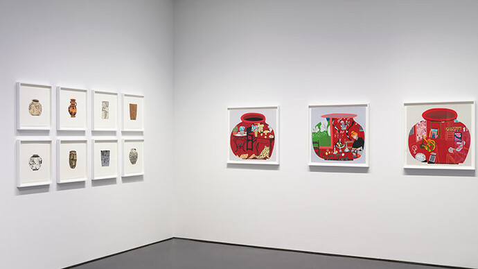 Jonas Wood, Prints Installation View, 2018, Artwork © Jonas Wood. Photography Robert McKeever. Courtesy of the artist and Gagosian