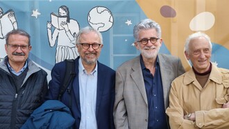 I medici Pietro Morino, Paolo Fontanari, Alfredo Zuppiroli, Carlo Biagini dopo l’incontro “Prendersi cura-medicina e legge di fronte alla sofferenza”, ideato dall’Accademia dell’Incompiuto, a Pontedera, Pisa, per indagare aspetti della fragilità