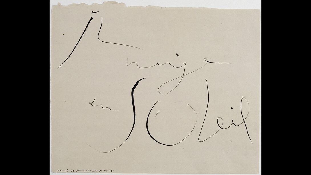 Pablo Picasso
«Il neige au soleil», Neva al sol
París, 10 de gener de 1934. Ploma i tinta xinesa sobre paper de dibuix verjurat. 26,8 × 32,8 cm. Musée national Picasso-Paris. Dació Pablo Picasso, 1979. MP1123 © RMN-Grand Palais (Musée national Picasso-Paris) / Thierry Le Mage. Musée national Picasso-Paris. © Successió Pablo Picasso, VEGAP, Madrid 2019