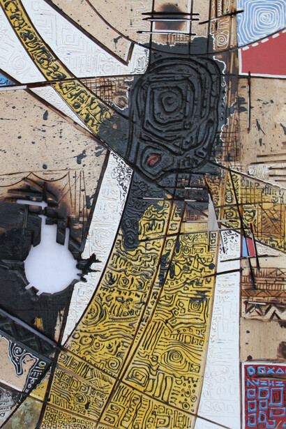 Ray Soko, Portrait of a Soul Man, 2013, Wood and mixed media, 70cm x 76cm 
