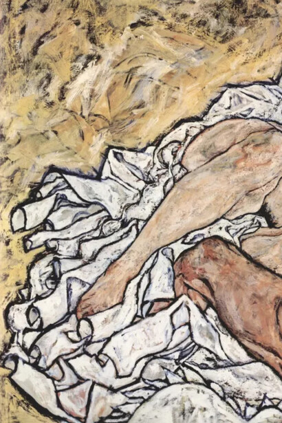Egon Schiele, El abrazo (Amantes II), 1917 (detalle)