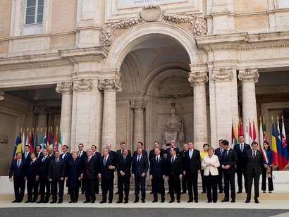 Foto di rito dei presidenti degli stati dell'Unione Europea per l'anniversario del Trattato di Roma 1957-2017