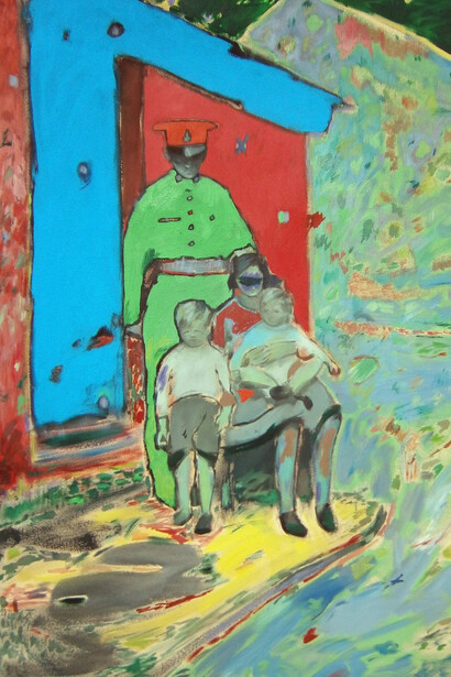 Darrell Hawkins, Red House, Oil & Acrylic on Canvas, 100 x 120 cm, Image courtesy of the Saatchi Gallery, London