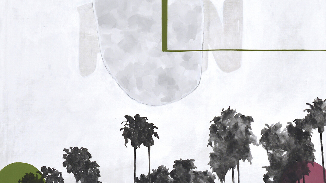 Luca Coser, La parola fine, 2016. Acrilico su lino grezzo, cm 190x180. Courtesy of Gilda Contemporary Art