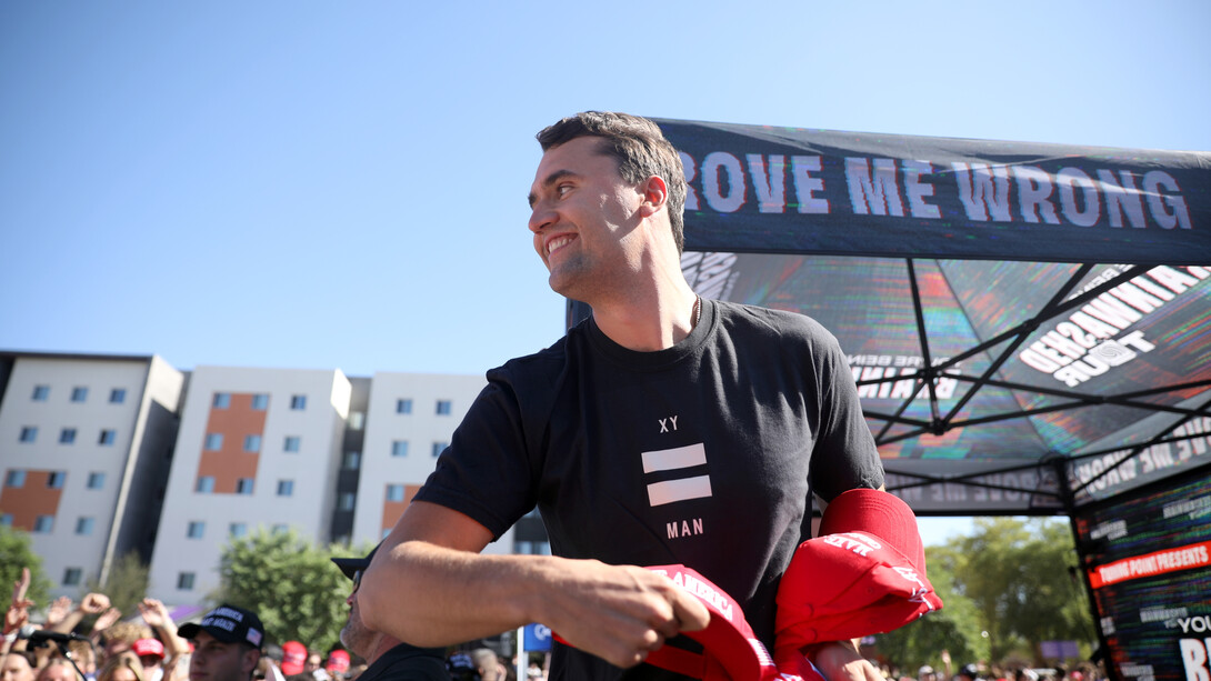 Charlie Kirk speaking with attendees at the Grand Canyon University “You’re Being Brainwashed” tour stop in Phoenix, Arizona, October 28, 2024, USA