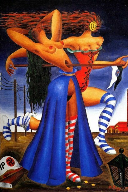 Nikos Engonopoulos, Civil War, 1948, oil on canvas, 52.5 x 41.5 cm, Private Collection, Athens