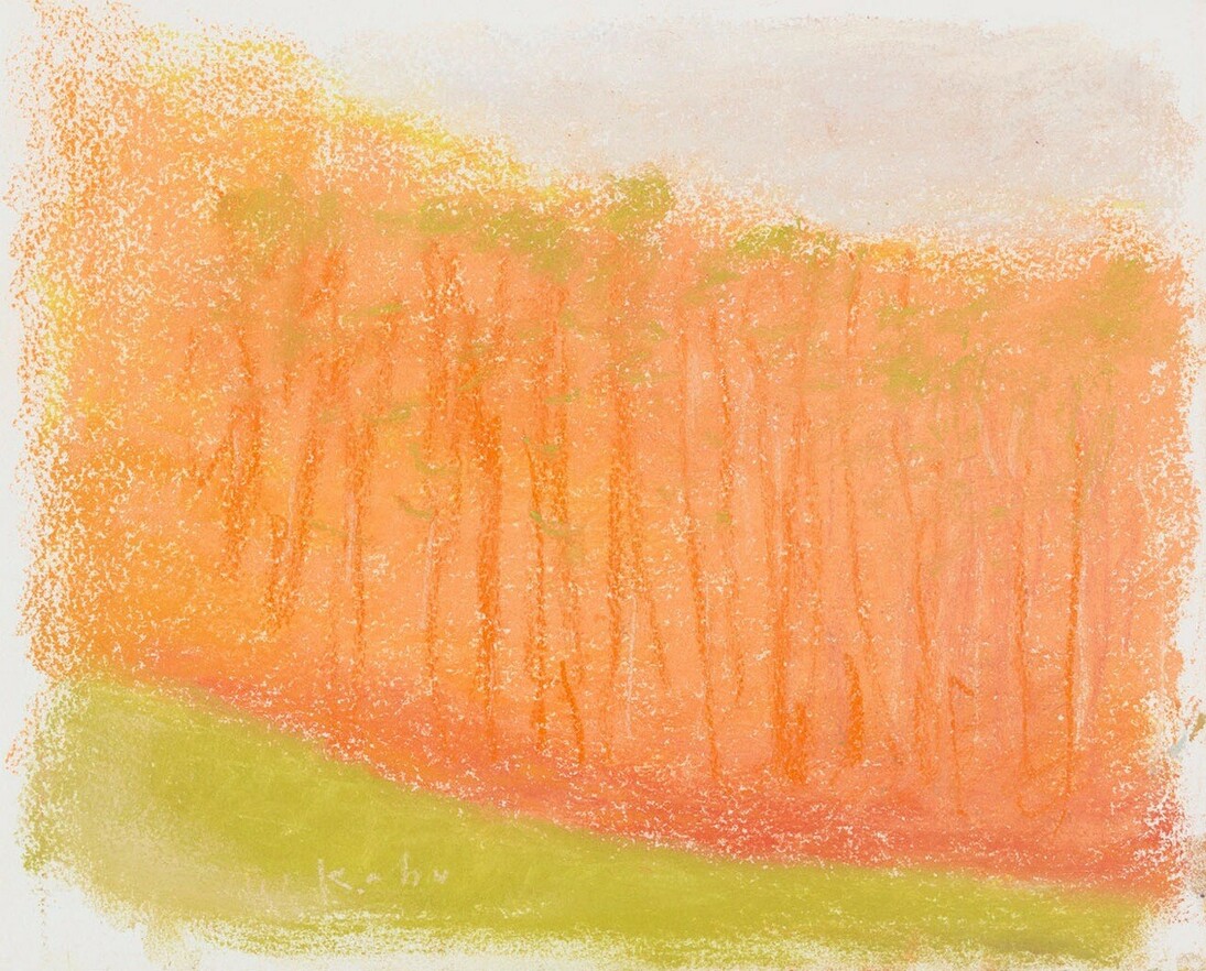 Wolf Kahn,
Against a Red Background, 2015
Pastel on paper
11 x 14 inches

