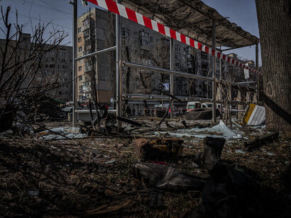 The haunting sight of demolished buildings and debris-laden streets in Kyiv underscores the human cost of the ongoing conflict between Russia Ukraine