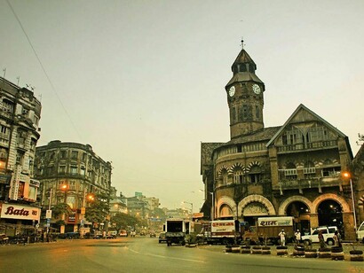 Mumbai city street, early in the morning 1980's 