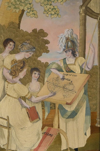 Unidentified maker, Wisdom instructing youth in the science of geography, attributed to Susanna Rowson’s Academy, Boston or Boston area, Massachusetts, ca. 1810. Courtesy of Detroit Institute of Arts
