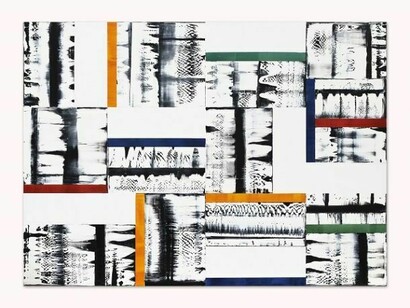 Ricardo Mazal, Composition in Yellow, Green, Blue, and Red 3, 2014, oil on linen, 60 x 78 inches