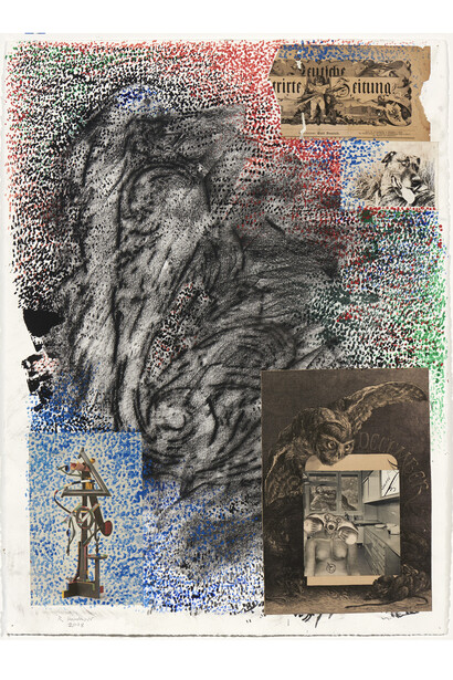 Robert Hudson
Owl
2018
acrylic, charcoal, and collage on paper
30 x 22 inches