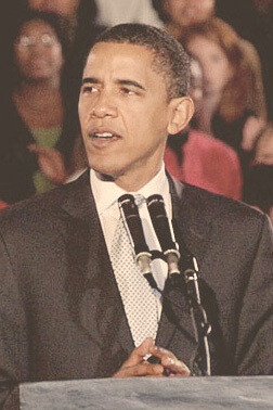 Barack Obama während einer Rede an der Tulane University, New Orleans, im Jahr 2008