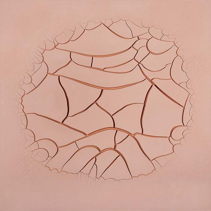 Adriana Varejão, Rose Song - LA, 2017, Oil and plaster on canvas, 70 7/8 × 70 7/8 inches (180 × 180 cm) © Adriana Varejão. Photo by Jaime Acioli