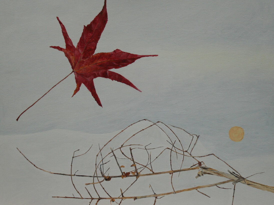 Jocelyn Clarke, Red Leaf, 2014, 30 x 35 cm, oil on board