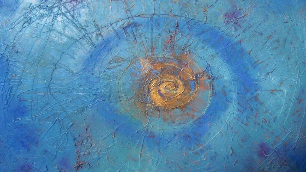 Matteo Rizzetto, Eye of the evolution, 2015, tenica mista su tela, 70 x 100 cm