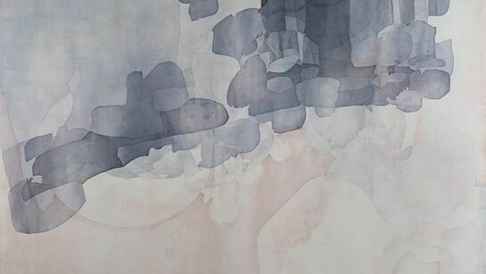 Eric Blum, Untitled No. 686, 2013, Ink, silk, and beeswax on panel, 53 x 71 in.