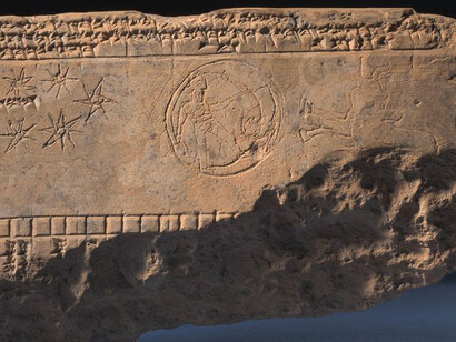 Microzodiac tablet for the sign Taurus with depictions of the Pleiades, the moon, and the bull (detail). Courtesy of Neues Museum 