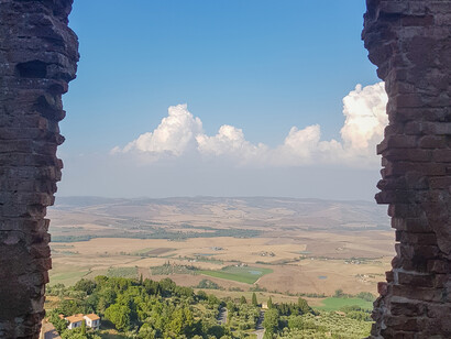 Vista desde la fortaleza Aldobrandesca, Valle de Orcia, Italia