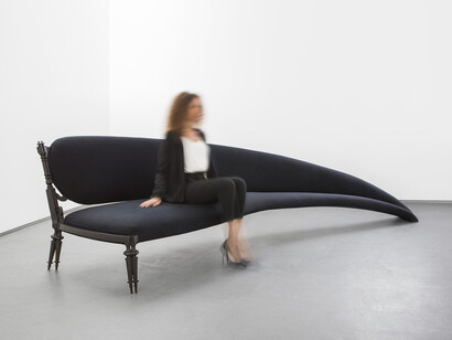 Sebastian Brajkovic, Vanishing Point IV, 2015, patinated bronze, cashmere wool, silk embroidery, h92 l375 w132.7 cm / h36.2 l147.6 w52.2 in, limited edition of 8 + 4 ap, Courtesy Carpenters Workshop Gallery