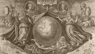 Théodore de Bry; El redescubrimiento de América: Cristóbal Colón, Génova / Américo Vespucci, Florencia