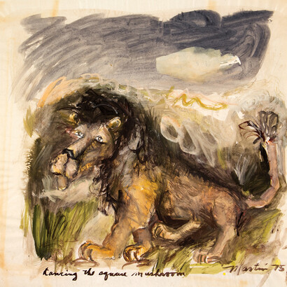 James Martin, Taming the Square Mushroom, 20 x 20 inches,
gouache & pastel on paper. Courtesy of the artist and Foster/White Gallery