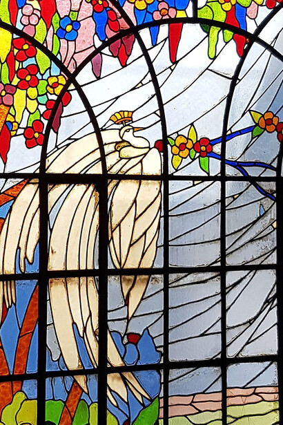 Detalle del vitral en la Casa del Escritor, ubicada en la ciudad de Santiago, Chile