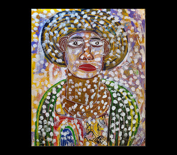 Yang Si Young, White eyed woman, 122x153cm, mixed media on canvas