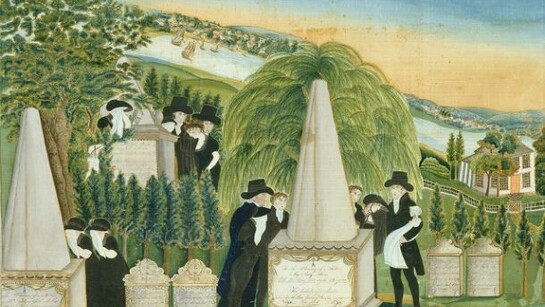 Sally Miller (American, Litchfield, Connecticut), Memorial painting, ca. 1811, Watercolor and ink on silk. The Metropolitan Museum of Art, Rogers Fund, 1948 (48.81), Image: © The Metropolitan Museum of Art, New York