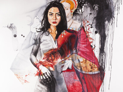 Afshin Pirhashemi, Dynasty, 2014, Oil on canvas, 100 x 200 cm