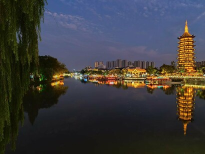 The Grand Canal and Wentong Pagoda, Jiangsu, China