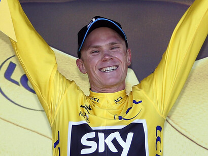 Chris Froome sul podio