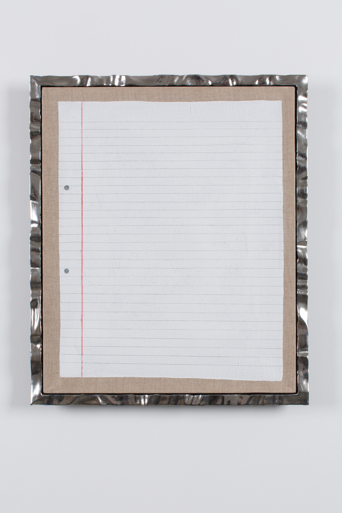 Caragh Thuring, Caps and Bells, 2014, gesso, graphite, oil on linen in white gold gilded frame, 15 x 18.125 in. / 38 x 46 cm. Image courtesy the artist & Simon Preston Gallery, NY