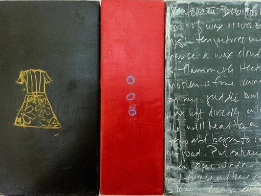 Mari Renwick “Make it Pretty” Encaustic and oil on birch panels