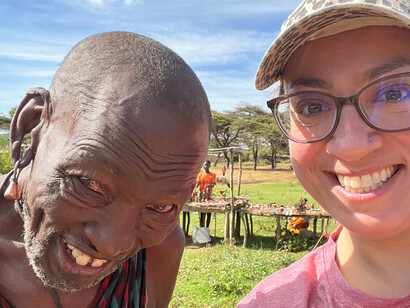 Author Kristen Fiani with one of her Maasai elder hosts
