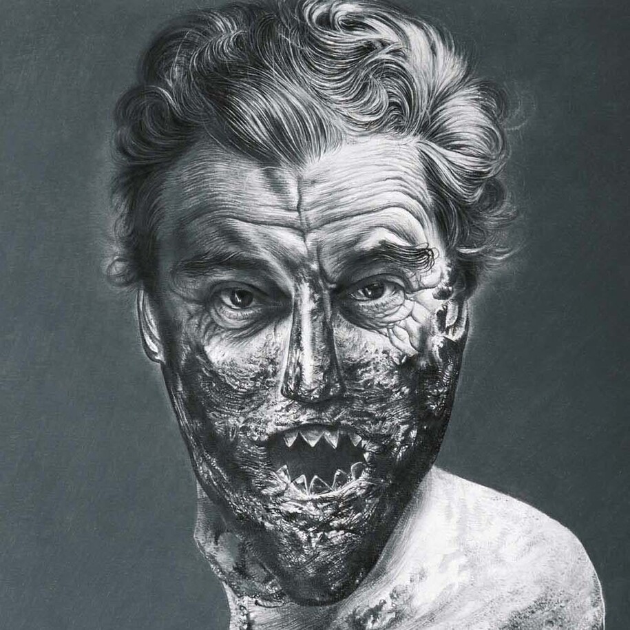 José Molina, Europa, 2014, collezione “Los Olvidados”. Matita grassa su carta, 88 x 77 cm
