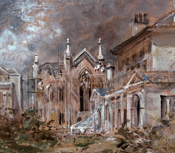 John Constable - The Gothic House, with Western Lodge, Brighton 2 August 1824- Oil on paper, 25.5 x 30 cm R.24.15A - Private collection 
