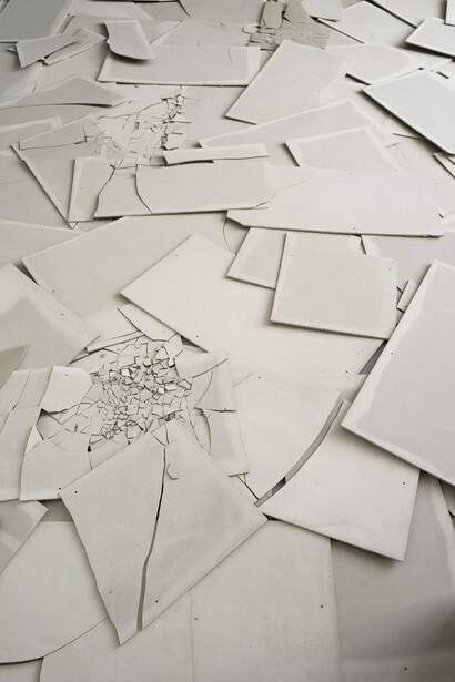 James Lomax. Exhibition tiles before interaction