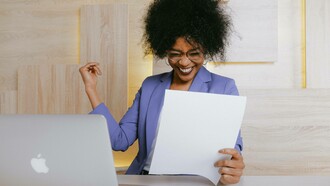 Woman celebrating success