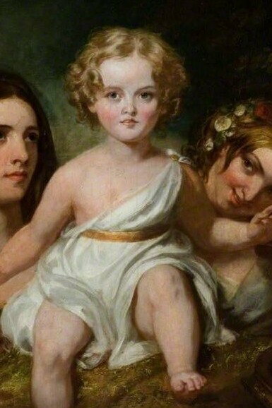 "El genio entre la tragedia y la comedia", óleo sobre lienzo, Charles West Cope, siglo XIX