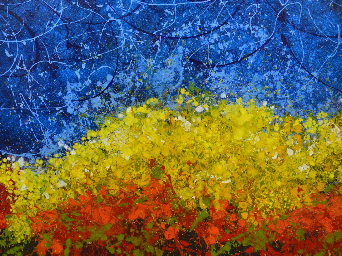 Peter W. Hart, Electric Series 1, Acrylic & Mixed Media on Canvas, 48” x 48”, Courtesy of Agora Gallery 