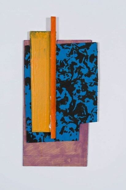 Dominic Beattie, Untitled, 2013, ink, aluminium tape, enamel, foam, wood and hardboard, 35 x 18 cm